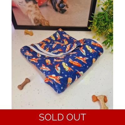 Racing Rocket Ship Fleece Dog Blanket